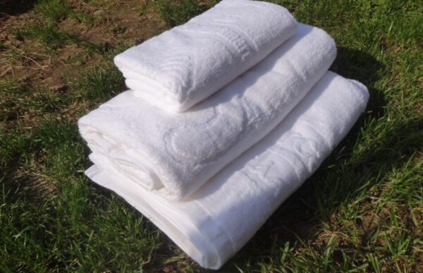 Jacquard embossed woven towel